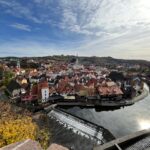 Krumau an der Moldau (CZ) – Blick über die Moldau und das historische Stadtzentrum (seit 1992 Weltkulturerbe)