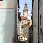 Krumau an der Moldau (CZ) – In der Altstadt mit Blick zum runden Glockenturm